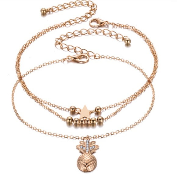 Pineapple Anklet Bracelets set - Picture 2 of 5